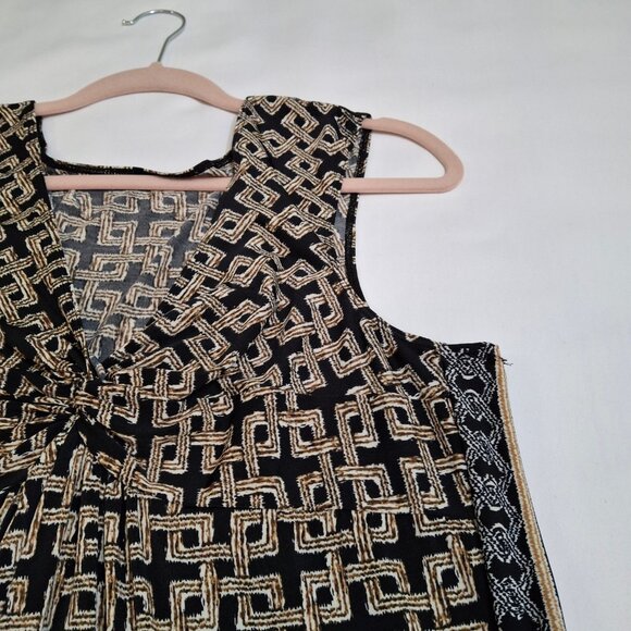 V Neck Short Dress Size L Sleeveless Knotted Front Stretchy Sleeveless Gathered - Picture 6 of 9
